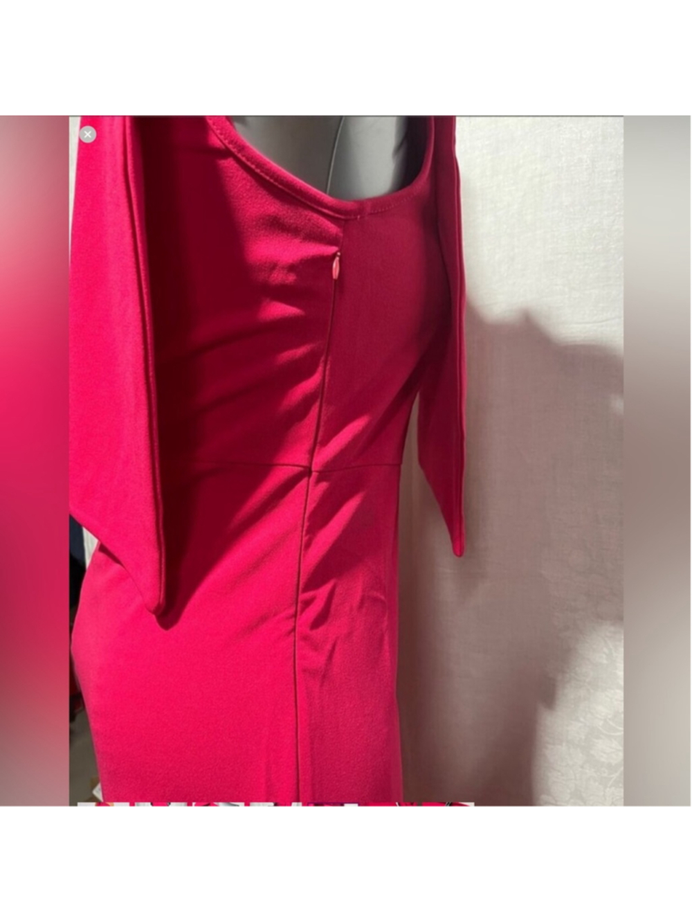 One-Shoulder Raspberry Pink Evening Dress with Side Drape. prom wedding. 1991 - Picture 5 of 7